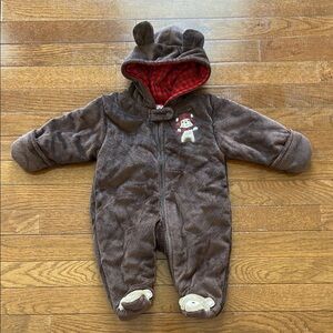 Brown Bear Hooded Kids One Piece